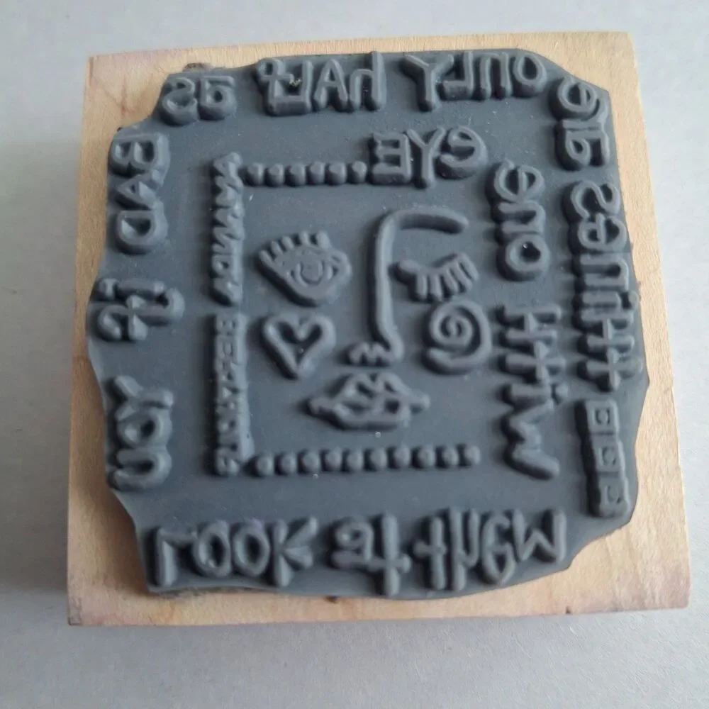 Vtg Paula Best One Eye Rubber Stamp Amanda Bertholf Vintage Wood Mounted Face